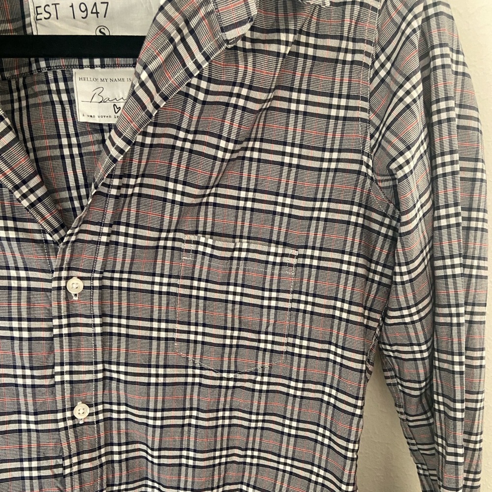 Frank & Eileen Blouse Barry Button Down in Plaid Black Grey Red - Picture 4 of 6